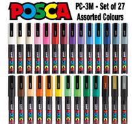 Uni POSCA PC-3M Paint Marker Art Pen - Fine Tip - Set of 27 Assorted Colours