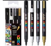 Uni Posca PC-3M Paint Marker Art Pens Fine Tip Wallet of 4 Mono Colours