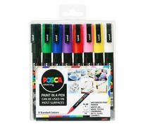 Uni Posca PC-3M Paint Marker Set Water Based 0.9-1.3mm 8 Pack Multi Surface