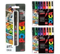 Uni POSCA PC-3M Paint Markers Fine 2 x Sets of 8 + FREE Black or White = 17 Pens