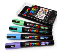 Uni Posca PC-5M Art Marker Paint Pen Cool Pastel Set of 4 in Plastic Wallet