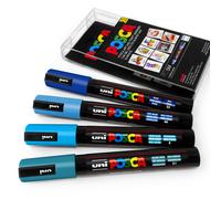 Uni Posca PC-5M Art Marker Paint Pen Cool Tones Set of 4 in Plastic Wallet