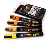 Uni Posca PC-5M Art Marker Paint Pen Sunrise Tones Set of 4 in Plastic Wallet