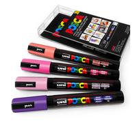 Uni Posca PC-5M Art Marker Paint Pens - Blossom Tones Set of 4 Plastic Wallet