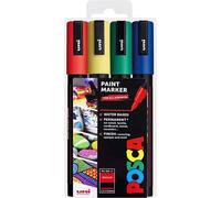 Uni Posca PC-5M Paint Marker 4 Standard Primary Colours Medium Bundle (X2 Packs)