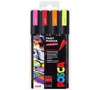 Uni Posca PC-5M Paint Marker Pens Fluorescent Set of 4 in Wallet