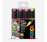 Uni : Posca : PC-8K : Medium Chisel Tip : 8mm : Set of 4 Fluorescent