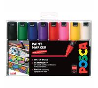Posca PC-8K Paint Marker Pens - 8mm Chisel/Bold Tip - Permanent, Multi-Surface - Set of 8 Colours
