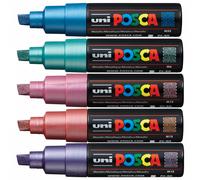 Uni Posca PC-8K Paint Marker Art Pens - Broad Nib 8mm - 5 Metallic Colours