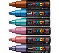 Uni Posca PC-8K Paint Marker Art Pens - Broad Nib 8mm - 6 Metallic Colours