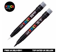 Uni Posca PCF-350 Brush Tipped Paint Marker Pen Black and White Pack of 2