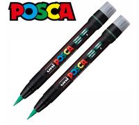 Uni Posca PCF-350 Paint Marker Art Pens Brush Tip 1mm-10mm - Pack of 3 - Green