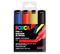 UNI Posca Set of 4 PC8K Chisel Tip Markers Basic Colours