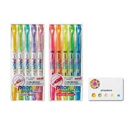 Uni Propus Window Double-Sided Highlighter Pen, with 4.0 mm/0.6 mm Twin Tip, 10 Color Set(PUS102T5C + PUS102T5CS) and Our Original Sticky Notes