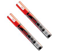 Uni PWE-5M Liquid Chalk Marker Pen - Whiteboard Blackboard Chalkboard - Non Permanent - Red - Pack of 2