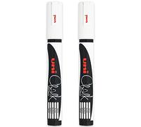 Uni PWE-5M Liquid Chalk Marker Pen - Whiteboard Blackboard Chalkboard - Non Permanent - White - Pack of 2