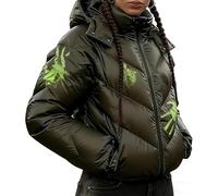 Uni-Sex-Thermo-Chromic Puffer Heat Reactive Color Changing Stand Collar Zip With Detachable Hood With Hood Fashion Thermochromic Winter For Men Women,L,Green