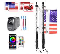 UNI-SHINE 2PCS 2FT LED Whip Lights with Spring Base Spiral RGB Chasing Lights with APP & Remote Control, Music Antenna Whip Light for Can-Am UTV ATV RZR Can-Am SXS Polaris Offroad Truck