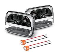 UNI-SHINE 7x6 led headlight Reflector 5x7 led headlight 2pcs White DRL Amber Turn Signal H6054 H5054 Hi/Lo Sealed Beam Headlamp Compatible with jeep Wrangler YJ Compatible with Cherokee XJ