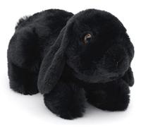 Uni-Toys - Aries Rabbit Black Lying Down - 20 cm (Length) - Plush Rabbit - Plush Toy, Cuddly Toy