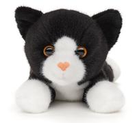 Uni-Toys - Cat black and white, lying down - 20 cm (length) - plush toy, cuddly toy
