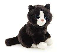 Uni-Toys - Cat black and white, sitting - 21 cm (height) - plush kitten - plush toy, cuddly toy