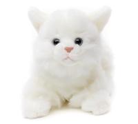 Uni-Toys - Cat white, lying down - 20 cm (length) - plush kitten - plush toy, cuddly toy