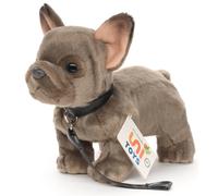Uni-Toys - French Bulldog (Grey) with Lead - 26 cm (Length) - Plush Dog, Great Dane Pet - Plush Toy, Cuddly Toy