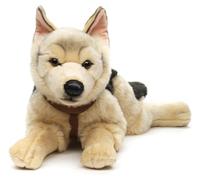 Uni-Toys - German Shepherd Dog Lying Down (with Harness) - 65 cm (Length) - Plush Dog, Pet - Plush Toy, Cuddly Toy