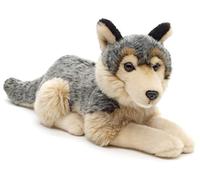 Uni-Toys - Grey wolf, lying down - 30 cm (length) - plush wolf, lupus - plush toy, cuddly toy