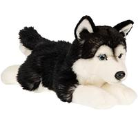 Uni-Toys - Husky Black Lying Down - 41 cm (Length) - Plush Dog - Plush Toy, Cuddly Toy