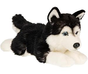 Uni-Toys - Husky Black Lying Down - 41 cm (Length) - Plush Dog - Plush Toy, Cuddly Toy