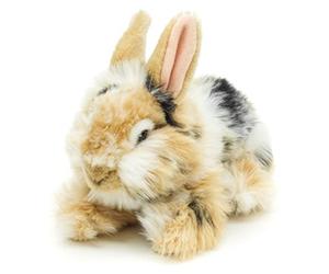 Uni-Toys - Lion Head Rabbit with Raised Ears - Lying - Black/Brown/White - 23 cm (Height) - Plush Rabbit - Plush Toy, Cuddly Toy