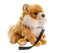 Uni-Toys - Pomeranian with lead, sitting - 23 cm (height) - plush dog, pointed, pet - plush toy, cuddly toy