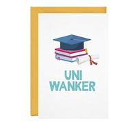 Uni Wanker - Congratulations Card Funny Rude Profanity Boyfriend Girlfriend Son Daughter Friend Gollege Graduation Greeting Cards For Him Her Joke LOL Cards