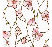 UNI Window Film Static Clings Non Adhesive 3D Stained Glass Window Decals UV Protection (Cherry Blossom, 37.4 x 24.4 Inch)