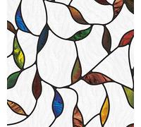 UNI Window Film Static Clings Non Adhesive 3D Stained Glass Window Decals UV Protection (Leaf, 37.4 x 24.4 Inch)