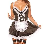 Unibaby Sexy French Maid Dress for Women Anime Cosplay Outfits Apron Lace Lingerie Set (Black, Small - Medium)