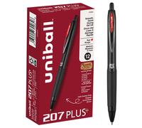 uniball 207 Plus+ Retractable Gel Pens 12 Pack in Red with 0.7mm Medium Point Pen Tips - Uni-Super Ink+ is Smooth Vibrant and Protects Against Water