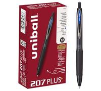 uniball™ 207 Plus+ Retractable Gel Pens, Micro Point (0.5mm), Blue, 12 Pack