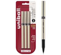 Uniball Deluxe 0.7mm Fine Point Rollerball Pen, 3 Black - Smooth Writing, Waterproof Ink, Office Supplies, Ballpoint Pen