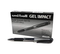 uni-ball - Gel Impact, Black Ink, Broad Nib, Rollerball Gel Pens (12pc Set) - Smooth, Comfortable, Long Lasting, Japanese Quality, for School, Work, Office, Study, Teacher, Notes, Journal, Gift