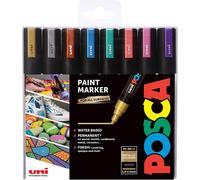 UNIBALL POSCA PC-5M MEDIUM BULLET TIP Wallet of 8 METALLIC COLOURS