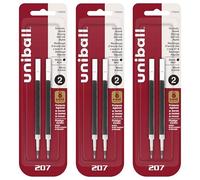 Uniball Signo 207 Gel Pen Refills 0.5mm Micro Point Black Ink 6 Refills