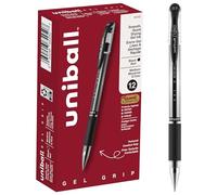 Uniball Signo Gel Grip Stick Gel Pen, 12 Black Pens, 0.7mm Medium Point Gel Pens| Office Supplies, Ink Pens, Colored Pens, Fine Point, Smooth Writing Pens, Ballpoint Pens