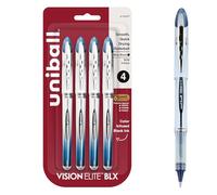 Uniball Vision Elite BLX Rollerball Pens, Blue/Black Pens Pack of 4, Bold Pens with 0.8mm Ink