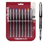 uniball Vision Elite Roller Ball Pen, Stick, Micro 0.5 Mm, Assorted Ink Colors, Black Barrel