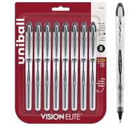 UNIBALL Vision Elite Rollerball Pens, Black, Bold, Fine Point, 0.8mm Ink, Pack of 8, Office Supplies