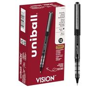 Uniball Vision Rollerball Pens, 12-Pack, Fine Point, Black Ink, Waterproof, Micro Tip Ink Pen, Office Supplies
