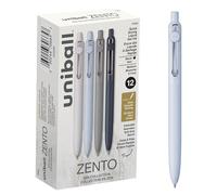 Uniball Zento Gel Ink Rollerball Pens, 12 Black Medium Point Smooth Writing Pens, Colored Japanese Pens, Zen Colors